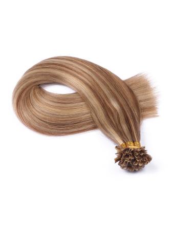 Keratin Bonding - # 18/24 Setent - 50cm - 100 strands - 0.5g - 100% Remy real hair extension U -tip Extensions High quality by Novon hair extension with very high quality 100 boning per 50cm 50g