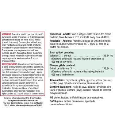 Jamieson Valerian Root 400mg 60 Softgels - Buy Online on GoSupps.com