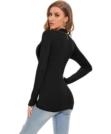 Womens Black Mock Turtleneck Active Base Layer Long Sleeve Top - Size Small - Buy Online on GoSupps.com