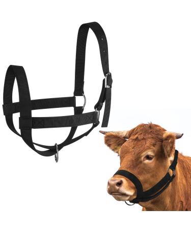 Nylon livestock cattle keepers adjustable chin and throat snap holder horse nylon barn cow holder for cattle cow calf Heiber outdoors training applies accessories l black