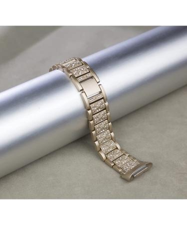 Mtozon Bling Bands for Fitbit Charge 5 - Dressy Metal Bracelet with Luxurious Rhinestones - Women's Soft Gold Wristband Replacement - Buy Online on GoSupps.com