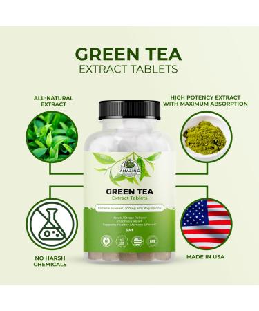Amazing Botanicals Green Tea Extract Tablets - Camellia Sinensis, 200mg 50% Polyphenols | Daily Wellness Supplement | Non-GMO, Gluten Free - 30 Count - Buy Online on GoSupps.com