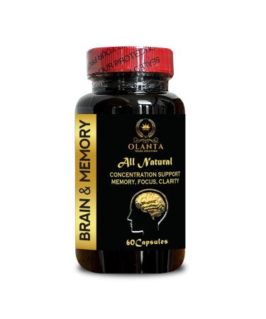 OLANTA TRADE SOLUTION Brain Memory Support - Support Concentration Energy & Clarity Support with Ginkgo biloba Brain Vitamins - 1 Bottle 60 Capsules