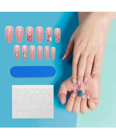 2 Glossy Fake Nails | 24 Pink Press on Nails Long Fake Nails | False Tips Artificial Finger Manicure for Women and Girls Kot-au - Buy Online on GoSupps.com