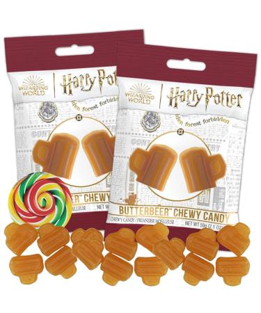 Jelly Belly Butter Beer Gummy Candy Jelly Beans Butterscotch Harry Potter Flavored Duo Pack Bundle - Christmas & Holidays Candy - Vegan Candy Dairy Free Snacks Gluten Free Kosher Candy Stocking Stuffers for Teens Peanut-Free Candy Treat for Kids & Familie
