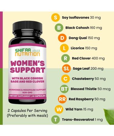 Hormones Balance & Menopause Supplements for Women | Hot Flashes & Mood Swings Relief | Halal Black Cohosh & Red Clover | 30 Servings - Buy Online on GoSupps.com