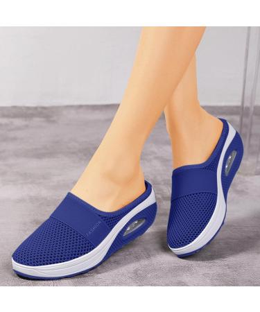 PGOJUNI Women's Plantar Fasciitis Air Cushion Walking Shoes - Wide Width Orthopedic Diabetic Outdoor Sneakers in Blue - Size 6.5-7 - Buy Online on GoSupps.com