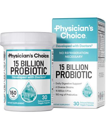 Physician's CHOICE Beginner Probiotics 15 Billion CFU - 6 Diverse Strains & Organic Prebiotics Designed for Overall Digestive Health and Supports Occasional Constipation Diarrhea Gas & Bloating