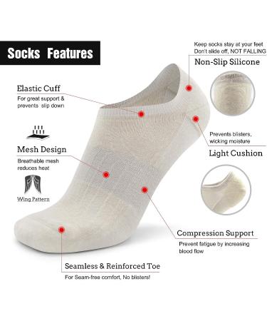 Busy Socks No Show Merino Wool Athletic Running Socks - 3 Pairs White | Men Women Low Cut Non-Slip Sport Wool Socks - Buy Online on GoSupps.com