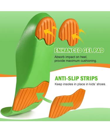 Ailaka Kids Orthotic Arch Support Insoles - Green | Sizes 4.5-6 UK/EU 36-39 | Relief for Flat Feet, Plantar Fasciitis, and Heel Pain - Buy Online on GoSupps.com