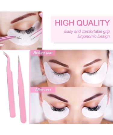 Sularpek 2 Pcs Stainless Steel Tweezers Set for Eyebrow and Eyelash, Straight and Curve Tip, Pink - Perfect for Ingrown Hair and Facial Hair Removal - Buy Online on GoSupps.com