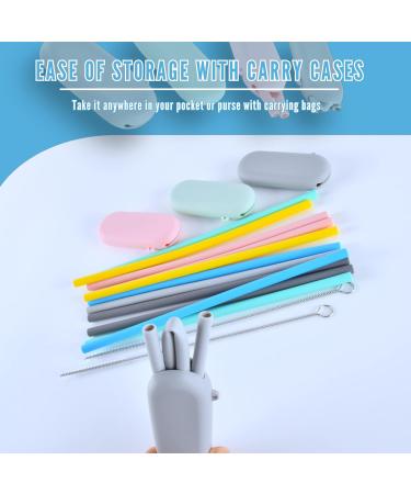 12-pcs Reusable Silicone Drinking Straws with 4 Carrying Bags and 2 Cleaning Brushes - BPA-Free Eco-Friendly Durable Suitable for Hot and Cold Drinks and Ideal for Kids Travel and Parties | L'S - Buy Online on GoSupps.com
