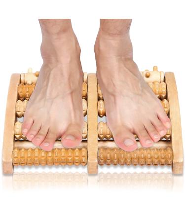 Foot massage roller wood premium foot massage roller foot massage device foot roller wooden scooter foot massage device for stress reduction relaxation heel spur foot massage for home & office