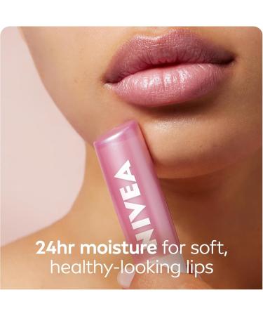 NIVEA Pearly Shine Lip Balm | Pearly Pink Shimmer Tinted Lip Care 24H Hydration | 2x4.8g Tubes - Buy Online on GoSupps.com
