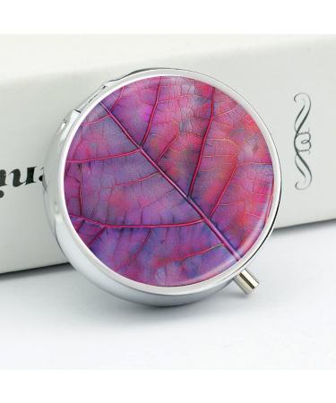 Portable 3 Compartment Pill Box with Veins on Leaves Design - Travel Medicine Organizer for Purse & Pocket - Buy Online on GoSupps.com