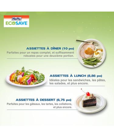 "Hefty ECOSAVE Compostable Disposable Paper Plates Dinner 10" 125 Count - Buy Online on GoSupps.com