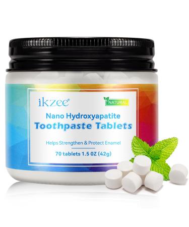 70 Tablets Chewable Toothpaste Tablets - Mint Sensitive Toothpaste Tablets - Nano Hydroxyapatite - Travel Mouthwash Tablets - Eco & Portable - Strengthen Teeth - Clean Effectively