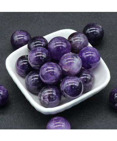 20mm Natural Rose Quartz Stone Round Ball Amethyst Reiki Agate Crystal Gemstone Ornaments Jewelry Home Decor Amethyst 20mm-1PC Stone Collection (Color : Amethyst Size : 20mm-1PC) 20mm-1PC Amethyst