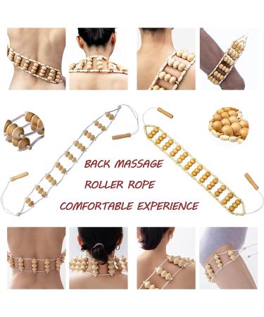 Wooden Back Massage Roller Rope Tool for Lymphatic Drainage and Muscle Pain Relief - 2 Pcs - Buy Online on GoSupps.com