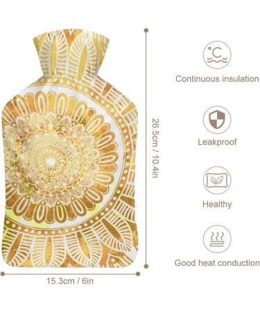 Hot Water Bottle with Lid - Mandala Floral Pattern Rubber Bag for Pain Relief Cramps & Foot Warmer | Hot & Cold Therapy - Buy Online on GoSupps.com
