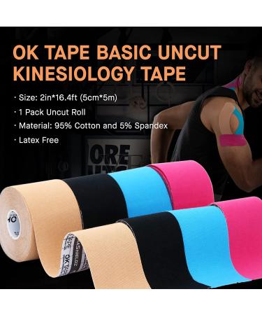 OK TAPE Kinesiology Tape  Basic Original Cotton Elastic Athletic Tape for Support and Recovery  Sports Tape Therapeutic Pain Relief  2in16.4ft Uncut Roll - Beige 1 Roll Beige - Buy Online on GoSupps.com