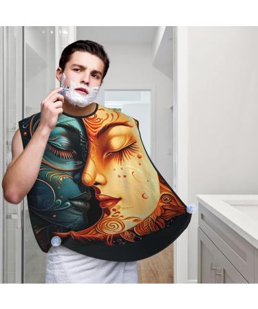 Sun and Moon Print Beard Bib Apron - Non-Stick Hair Catcher for Men | Perfect Shaving Gift | One Size Black - Buy Online on GoSupps.com