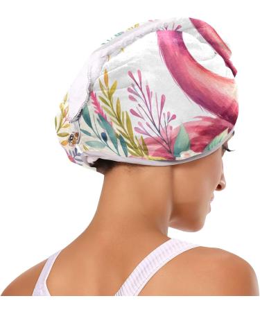 Flamingo Sunglasses Floral Wreath Hair Towels 2 Pack | Super Absorbent Quick Dry Hair Turbans for Women & Girls - Buy Online on GoSupps.com