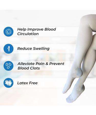 ITA-MED Anti-Embolism Thigh High Compression Stockings - 18 mmHg for Men & Women | Soft Breathable Inspection Toe Hole - Medium White - Buy Online on GoSupps.com