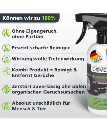 Coverax Bio Smell Remover - Enzyme Cleaner & Odor Neutralizer for Cat & Dog Urine Tough Smells | 500ml Spray for Couch Carpet & Car - Buy Online on GoSupps.com