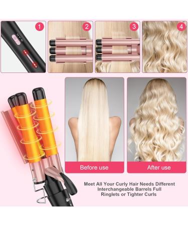Buy Wand Curling Iron Set - Interchangeable Triple Barrel Curler & Waver - Rose Gold Hair Styler Tool for Perfect Curls | International Shipping Available - Buy Online on GoSupps.com