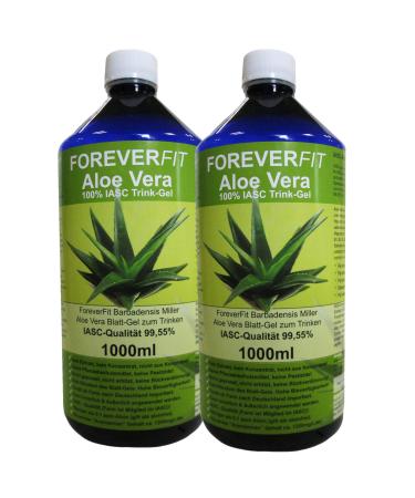 Foreverfit aloe vera drinking gel 2 x 1000ml barbadensis miller leaf gel undiluted no juice no concentrate without artificial vitamins.Acemannan up to 1200mg/liter.30241