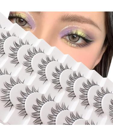 Losha Lashes Natural Look Manga Lashes 10 Pairs - Spiky Wispy False Eyelashes for Asian Eyes - Lightweight Anime Fake Eyelashes for Korean Cosplay Makeup - Buy Online on GoSupps.com