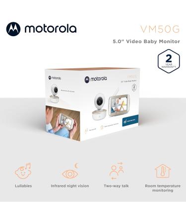 Motorola VM50G Baby Monitor Camera - 5 Color Display - Lullabies - Two-Way Communication - Night Vision - White/Gold - Buy Online on GoSupps.com