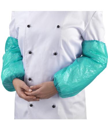 100 x Simply Direct Green Poly Polythene Disposable Latex Free Oversleeves with Elastic Cuffs (40cm x 40cm - 15.7" x 15.7") 100 Green
