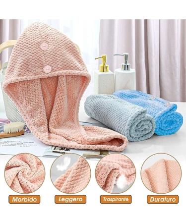 Super Absorbent Microfiber Fleece Turban Hair Towel - Quick Drying Hood for Curly & Smooth Hair - Buy Online on GoSupps.com