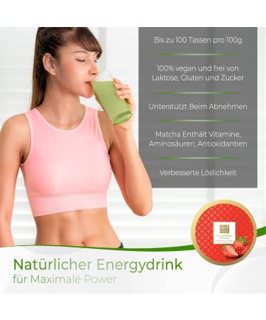TEA Uniqo Strawberry Matcha Powder - Versatile Green Tea for Ice Cream Lattes Shakes & Baking - 100% Natural Re-Lockable Can - Buy Online on GoSupps.com