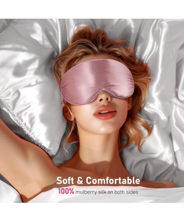LitBear 100% 22 Momme Mulberry Silk Sleep Mask | 3D Contoured Eye Mask for Men & Women | Soft Breathable Adjustable Light-Blocking Sleeping Mask (Bean Pink - Buy Online on GoSupps.com