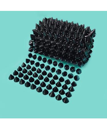 Yhsheen 1 Yard Sew Stitch On Spike Stud Rivet Flat-Back Punk Rock Trim Ribbon mesh Bead Craft (Black)