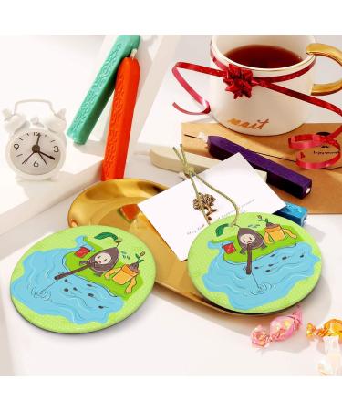 YYHHAOFA Sunflower Seeds Fishing Pattern Christmas Ceramic Round Pendant Decoration - Festive Hanging Ornament for Stores and Homes -2.9 in - Buy Online on GoSupps.com