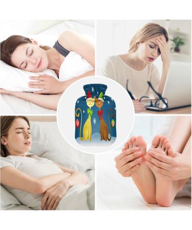 Cartoon Christmas Cats Hot Water Bottle | Soft Fleece Cover | 2L Warm Compress for Pain Relief - Buy Online on GoSupps.com