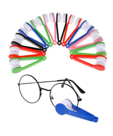 FRIUSATE 12 Pcs Glasses Cleaner Glasses Cleaning Clips Eyeglass Lens Cleaner Microfiber Spectacles Soft Brush