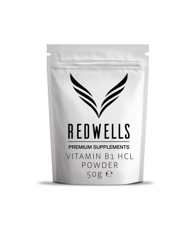 Vitamin B1 Powder Thiamine Hcl REDWELLS No Additives GMO Free Vegan - 50g Pack 50 g (Pack of 1)
