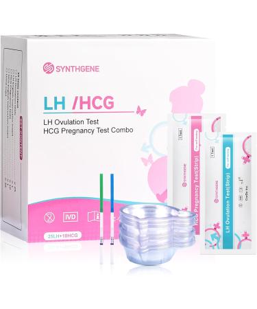 SYNTHGENE Ovulation & Pregnancy Test Strips - 25 LH & 10 HCG Accurate Tracking Early Detection - 35 Count with Urine Cups - Buy Online on GoSupps.com