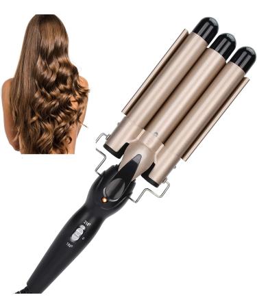 Electric Hair Waver Fast Heating 3 Barrel Curling Iron Wand Adjustable Hair Curler Waver Crimper Hair Styling Tool Hair Curling Wand (Gold 22mm) - Buy Online on GoSupps.com