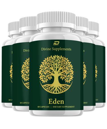 Eden Capsules Eden Pills All-Natural Daily Supplement Digestive Support Gut Wellness Pastillas Review (5 Pack - 300 Capsules)