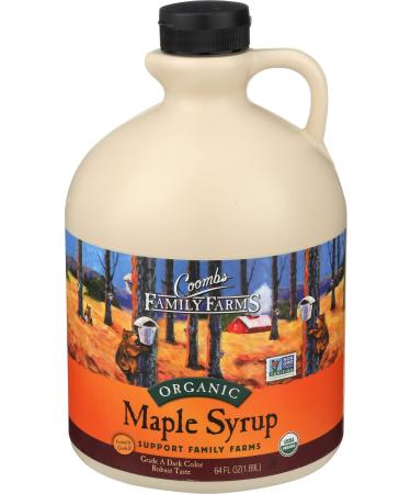 Coombs Family Farms Organic Maple Syrup, Grade A Dark Color, Robust Taste, 64 Fl Oz