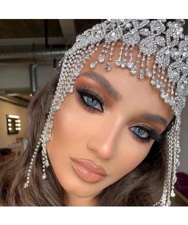 STONEFANS Wedding Rhinestone Flapper Headpiece Headband - Great Gatsby Head Chain Jewelry for Women - 1920s Costume Hair Accessory (Silver-Wedding) - Buy Online on GoSupps.com