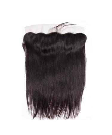 Mila real hair lace frontal (13 " 4") free part smooth brazilian virgin hair natural black human remy hair frontal closure with baby hair 20 "/50cm 50cm natural black/free part
