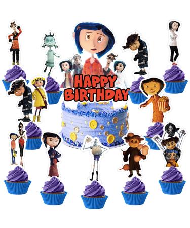 Coraline Cake Topper and Cupcake Toppers Set Coraline Birthday Party Supplies for Coraline Birthday Party Decorations