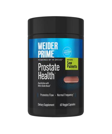 Weider Prime Prostate Health for Men Saw Palmetto Dual Action with N.O. Boost Promotes Flow and Normal Frequency 60 Veggie Capsules